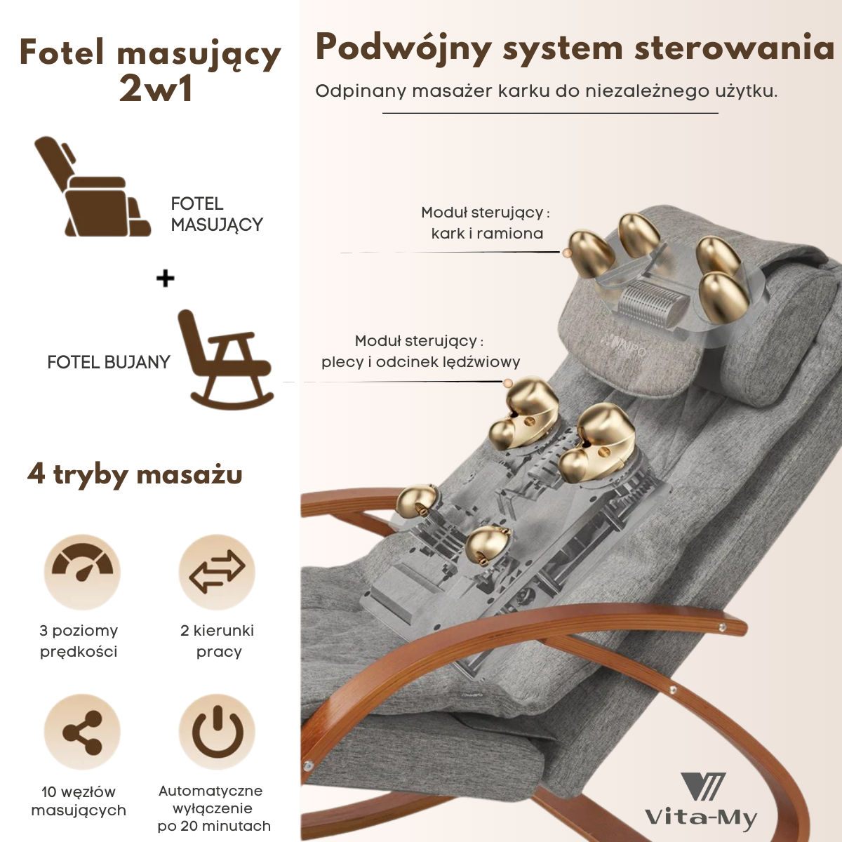 NAIPO MGC-2300P Vita-My – 2w1 (bujanie i masaż)