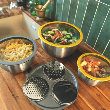 Pokrywa 3-w-1 – mandolina i tarki